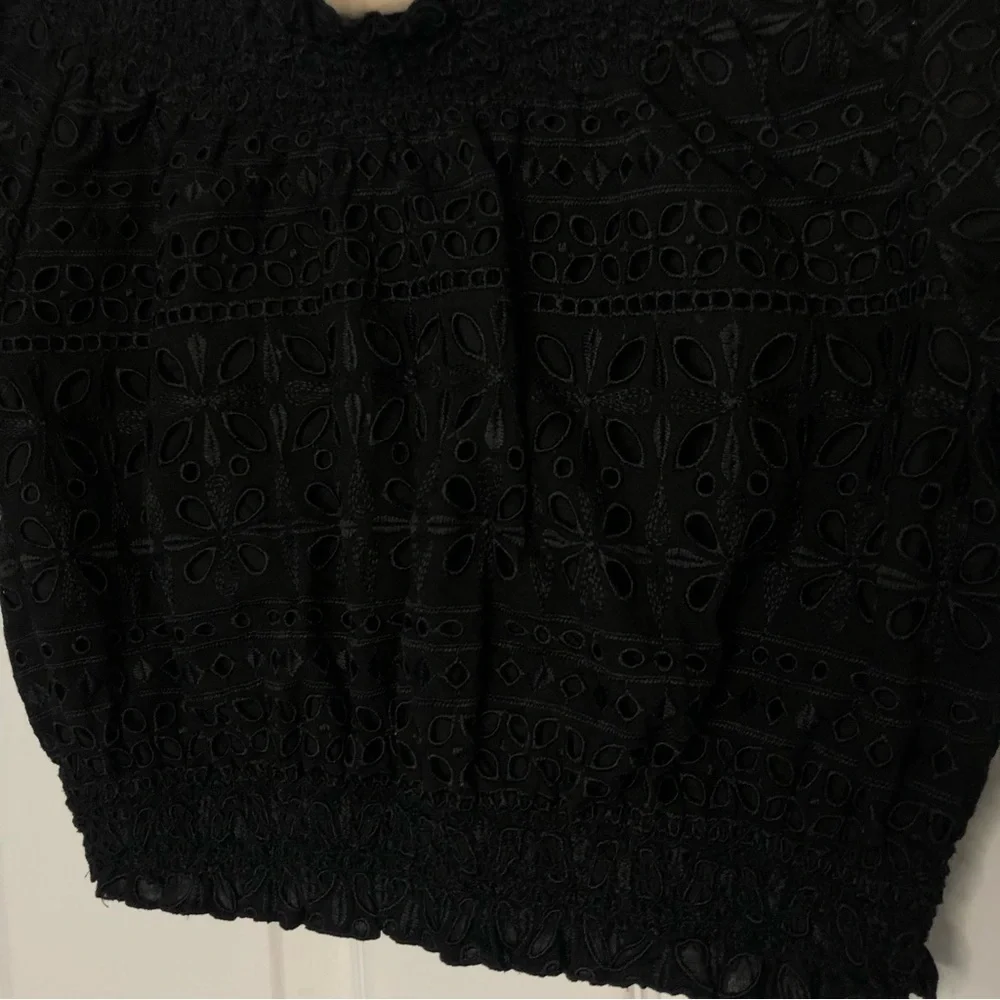 J Crew Puff Sleeve Smocked Top Eyelet